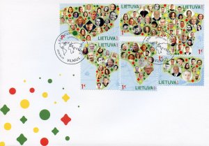 Lithuania 2018 FDC Lithuania in the World 6v S/A Set Cover Geography Maps Stamps