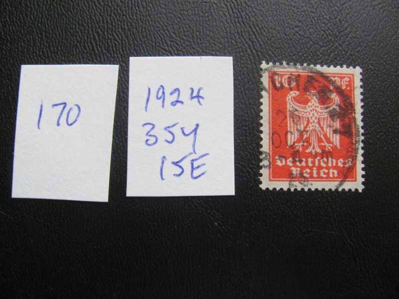 Germany 1924 USED MI. 357Y SC 332 WATERMARK VAR. VF/XF 15 EUROS  (170)