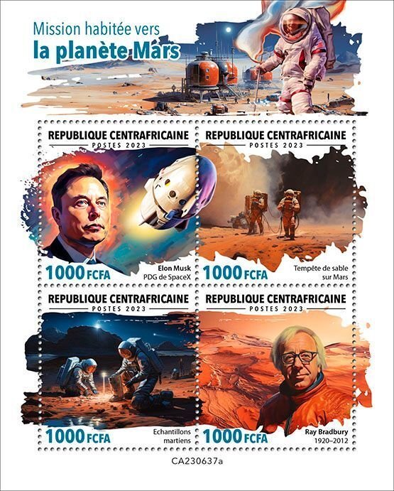 C A R - 2023 - Human Mission to Mars - Perf 6v Sheet - Mint Never Hinged