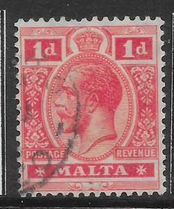 MALTA SG99 1921 1d SCARLET USED