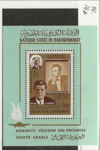 SOUTH ARABIA - HADHRAMAUT MI BL14A NH SOUVENIR SHEET of 1967 - J.F. KENNEDY 