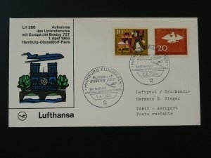first flight cover Lufthansa 1965 Hamburg to Paris via Dusseldorf 90257