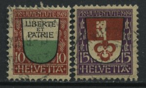 Switzerland 1919 Semi-Postal 10 and 15 centimes used