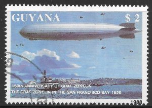Guyana Scott 2008c Used $2 Graf Zepplin over San Francisco Bay issue of 1989