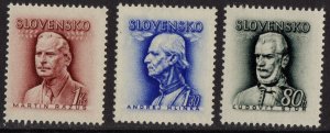 Thematic stamps SLOVAKIA 1943 PORTRAITS 95/7 mint