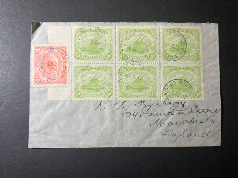 1912 Papua and New Guinea Cover Port Moresby to Manchester England