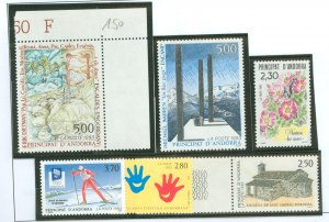 Andorra (French) #393-413/430-433 Mint (NH) Single (Flora) (Sports)
