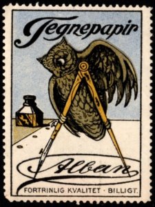 Vintage Denmark Poster Stamp Alban Watercolor Drawing Paper Excellent Quality