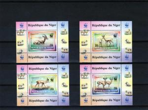 Niger 1998 WWF Dorcas Gazelle 4 Deluxe S/S Perf.Sc#983/6 MNH