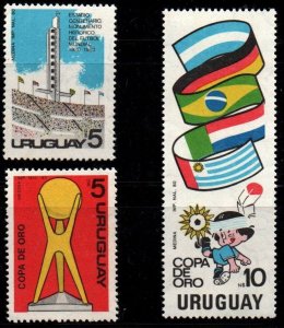 1980 Uruguay Centenario Stadium Soccer Gold cup and flags  #1092 - 1094  ** MNH