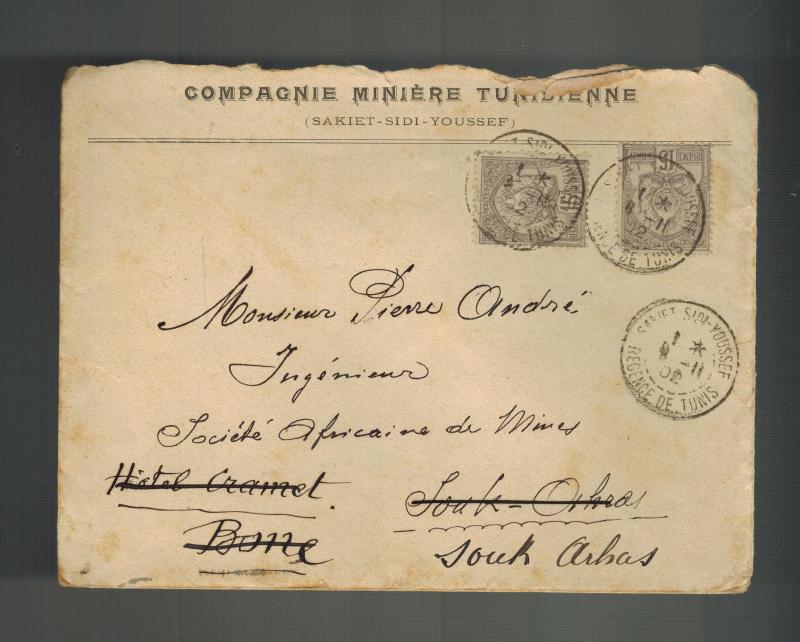 1902 Sakiet Sidi Youssef Tunisia Mining Company Cover to Souk arbas