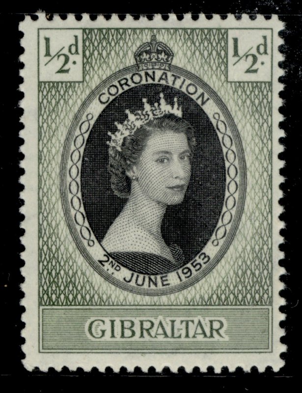 GIBRALTAR QEII SG144, ½d 1953 CORONATION, NH MINT.