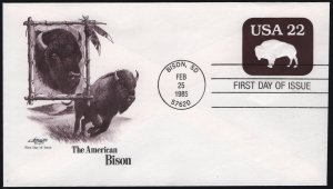 SC#U608 22¢ American Buffalo FDC: Artmaster (1985) Unaddressed