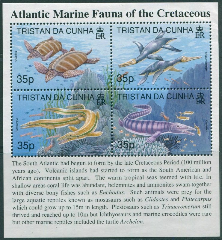 Tristan Da Cunha 1997 SG610 Crestaceous Marine Fauna MS MNH