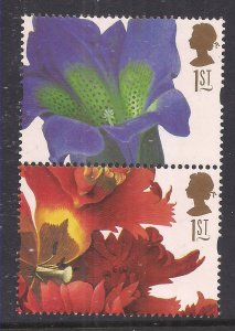 GB 1997 QE2 1st x 2 Greetings Flowers Umm SG 1955-1960 ( R99 )