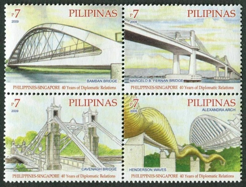 Philippines 3231 ad,3231e sheet,MNH. Diplomatic Relations 2009. Bridges. 