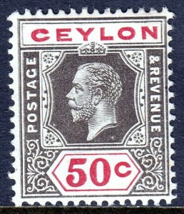 CEYLON — SCOTT 240a (SG 353a) — 1932 50c KGV ISSUE — DIE I — MH — SCV $65