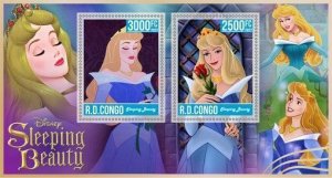 Stamps. Cartoons. Disney. Sleeping Beauty 2022 year 1+1 sheets perf  Congo