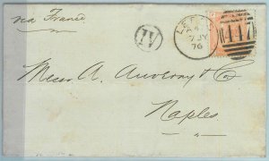 BK0782 - GB - POSTAL HISTORY - SG # 152 on COVER from LEEDS to NAPLES 1876-