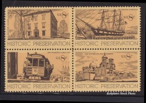 BOBPLATES #1440-3 Historic Preservation Block of 4 F-VF MNH
