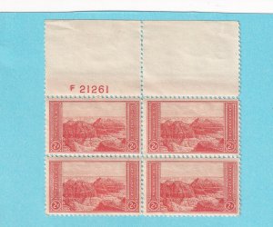 US 741 MNH OG BLOCK OF FOUR W/ PLATE 3 F 21261