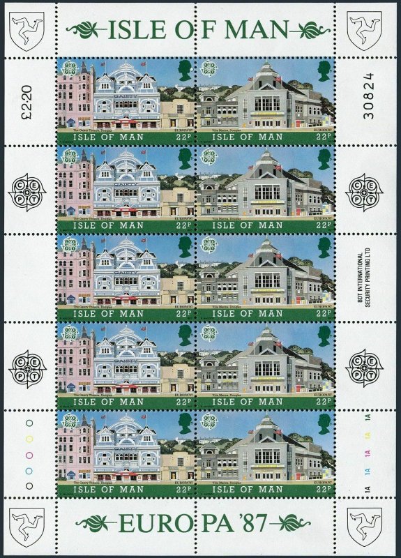 Isle of Man 331-34a sheets,MNH.Michel 335-338 klb.EUROPE CEPT-1987.Architecture.