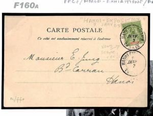 France Colonies HANOI EXHIBITION CDS Indo China Vietnam Postcard 1903 F160a