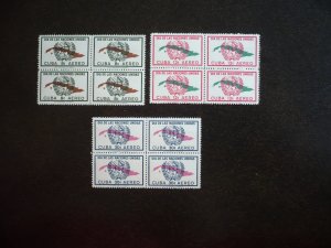 Stamps - Cuba - Scott# C169-C171 - Mint Hinged Set of  3 Stamps in Blocks of 4