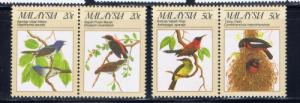 Malaysia 380a-82a Hinged 1988 Birds 