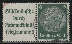 Germany Scott # 419, label A14.1, used, se-tenant, Mi# W81