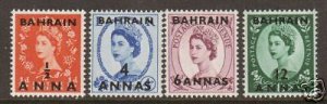 Bahrain Sc 99-102 MNH.  1956 QEII Bahrain ovpts