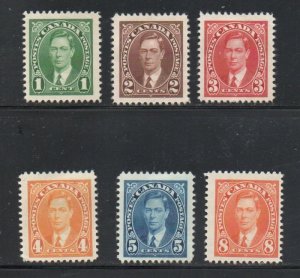 Canada Sc 231-36 1937 1st G VI stamp set mint