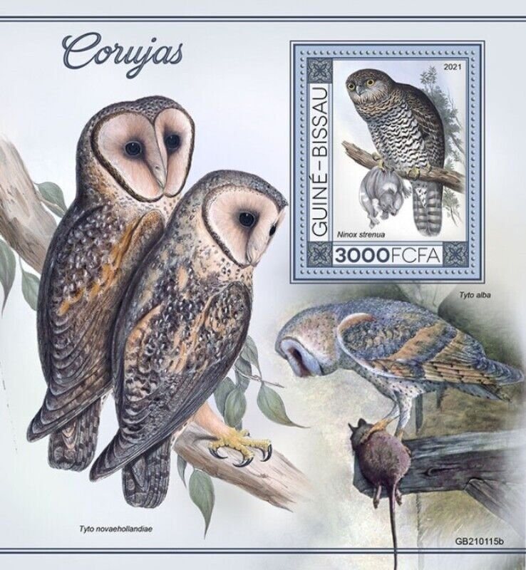 Guinea-Bissau - 2021 Powerful Owls - Stamp Souvenir Sheet - GB210115b 