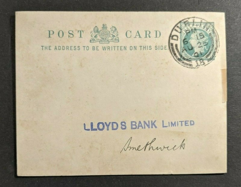 1901 Hibernian Bank Dublin Ireland Postcard Cover to Lloyds Bank Smithwick 