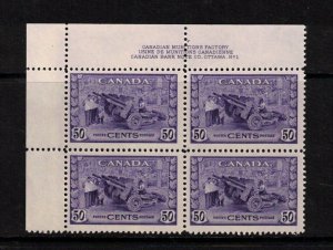 Canada #261 Very Fine Never Hinged Plate #1 Upper Left Block