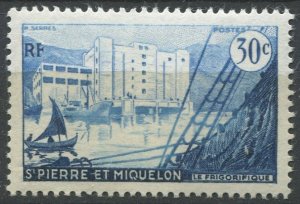 Saint Pierre & Miquelon Sc#346 Used, 30c ultra & dk bl, Cold storage (1956)