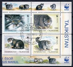 Tajikistan; 1996: Sc. # 92-95: Used CTO Block of Four Single Stamps