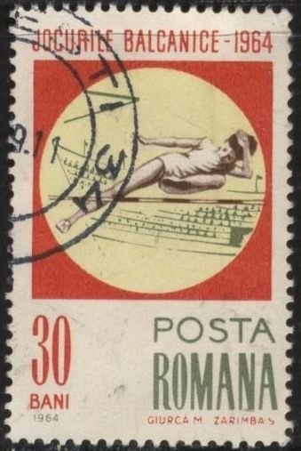 Romania 1654 (used) 30b Balkan Games, high jump (1964)