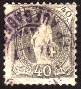 1894, Switzerland 40c, Used, paper remaint on the back, Sc 84a