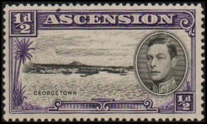 Ascension 40a - Mint-H- 1/2p George Town / George VI (perf 13.5)(1938)(cv $4.00)