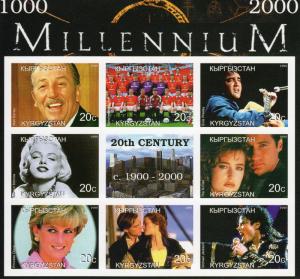 Kyrgyzstan 1999 Millennium Disney/Diana/M.Jackson/Monroe/Football Shlt.IMPERF