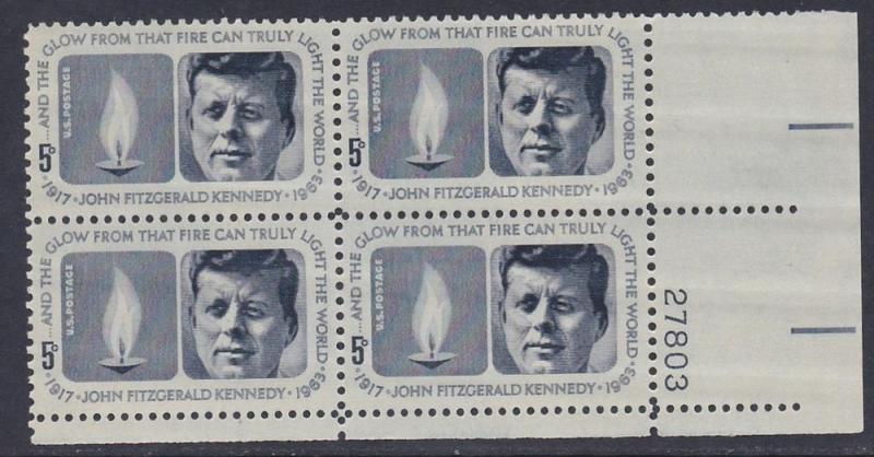 US 1246 Kennedy Memorial Plate Block MNH 