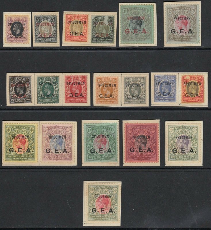 Tanganyika, SG 45s-62s, 52as, 54as, Specimen/Colonias Overprints