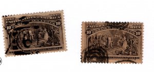 USA #237 Stains Used - Stamp - CAT VALUE $8.00