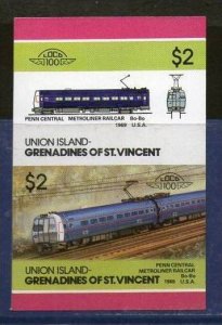 St. Vincent Gr. Union 1986 Penn CentralMetro Linner Railcar USA Locomotive Sc...