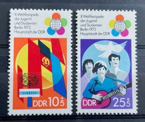 (359) DDR 1973 : Sc# B170-B171 WORLD YOUTH FESTIVAL BERLIN GUITAR DOVE - MNH VF