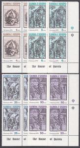 SAMOA 1978 Christmas set imprint blocks of 4 MNH.............................586