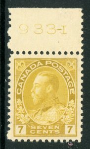 Canada 1912 KGV 7¢ Yellow Ochre Admiral Scott 113 MNH V773