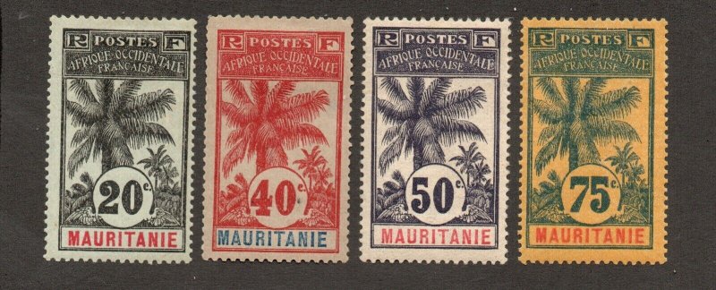 Mauritania - Sc# 7, 11, 13, 14 MH (rem) (11 gum thin)       -        Lot 0124012