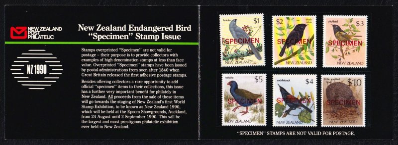 New Zealand 1990 Birds 'SPECIMEN' Issue Mint MNH Set Presentation Pack